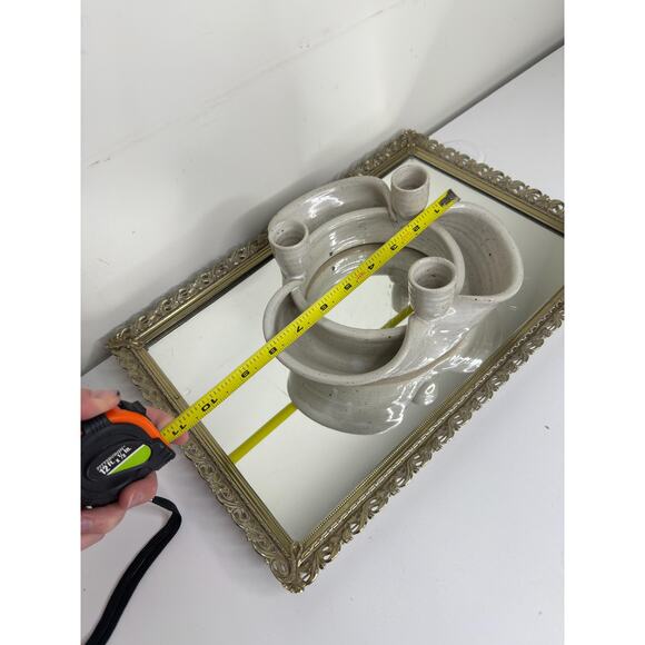 Unique Ceramic Candle Holder Signed Pottery Contemporary Center Piece, 3 candle - Picture 5 of 8